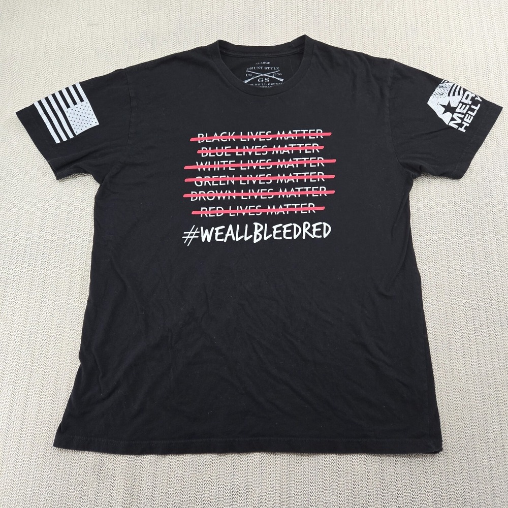 Grunt Style Shirt Mens Extra Large Black Graphic Short Sleeve We All Bleed Red